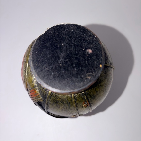 Art Pottery Face Vase | Art Nouveau Style | Gold Orange Floral Sculptural Decor - Picture 9 of 11